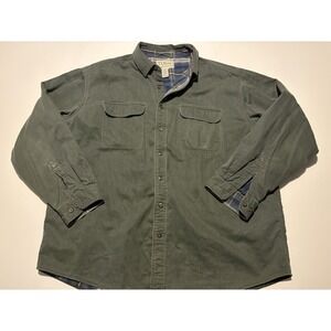 LL Bean Shirt Men XXL Green Canvas Flannel Lined VTG 90s Workwear Shacked